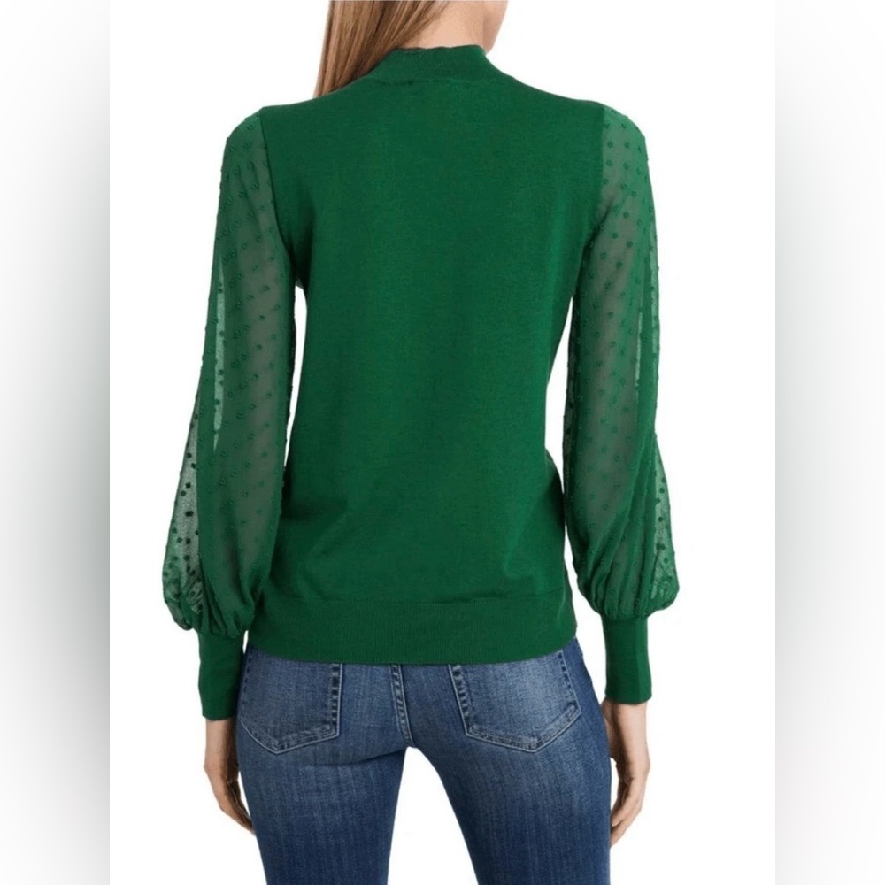 CeCe Elegant Green Women's Top Sheer Long Sleeve Blouse Size XL - Picture 2 of 7